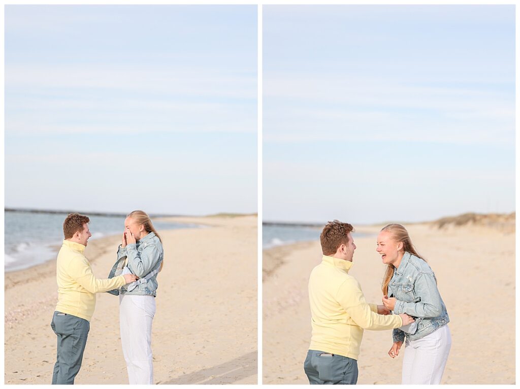 Couple gets engaged at Steps Beach in Nantucket.