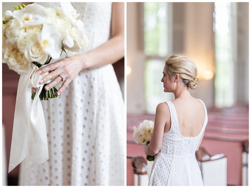 Bridal details during Nantucket Wedding at the Unitarian Church in Nantucket.