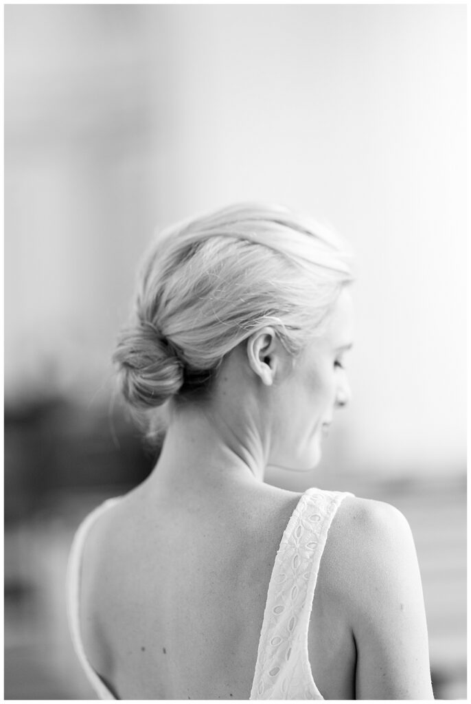 Nantucket Bride doing Bridal portraits during her Nantucket wedding at the Unitarian Church in Nantucket.