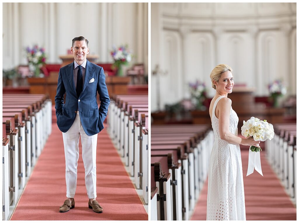 Bride and Groom during Nantucket wedding at the Unitarian Church in Nantucket.