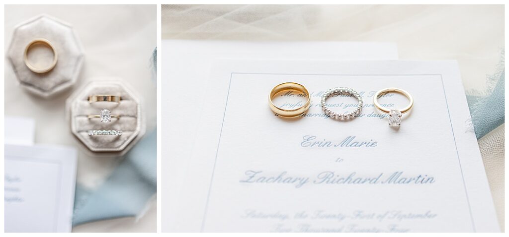 Chatham, Cape Cod wedding details. Rings and invitation suite.