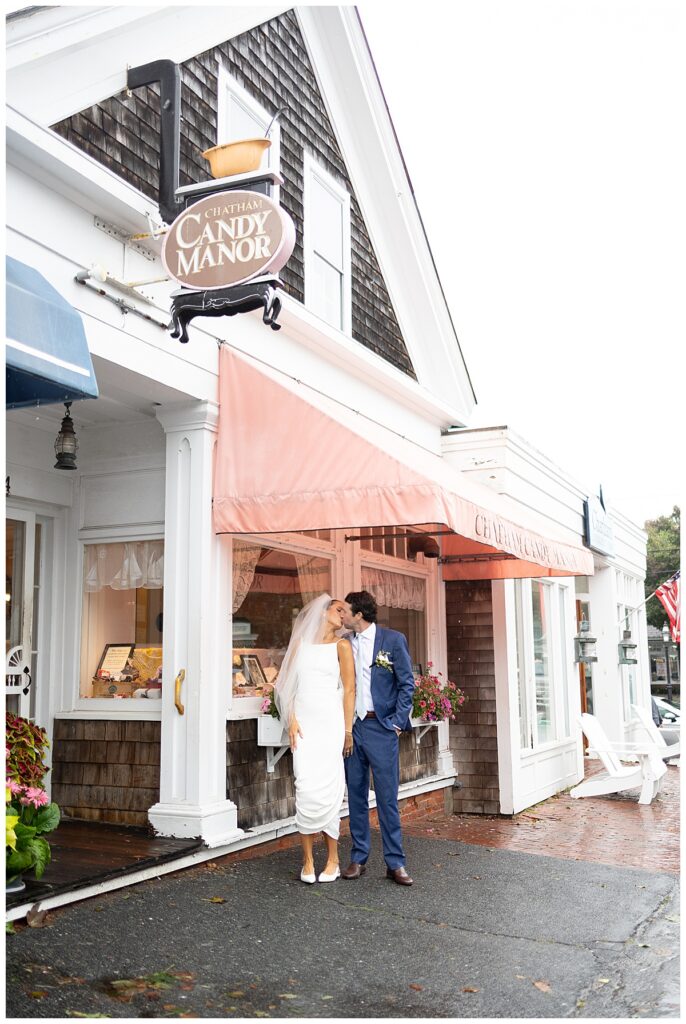 Chatham Candy Manor with the Bride and Groom on the Chatham, Cape Cod wedding day.