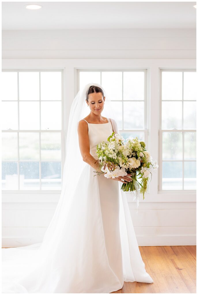 Bridal portraits at the Chatham Beach and Tennis Club in Chatham, MA, Cape Cod wedding.