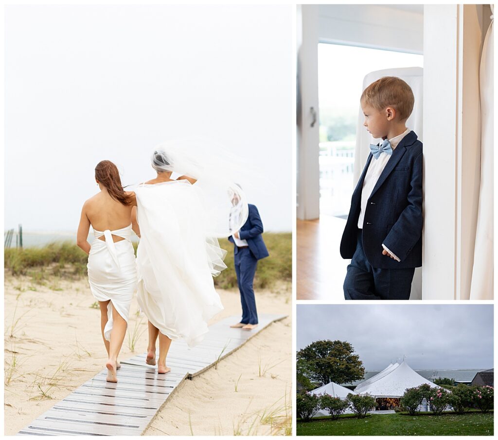 Bride and Groom and their Cape Cod wedding in Chatham, MA at the Chatham Beach and Tennis Club.