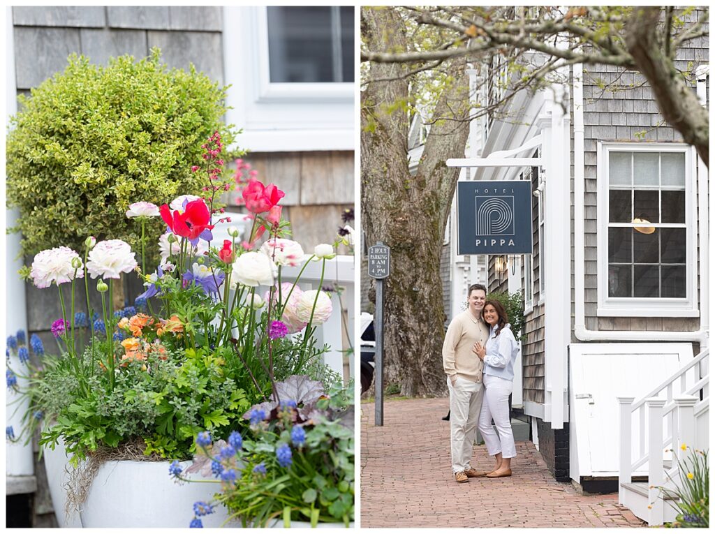Hotel Pippa engagement pictures taken in Nantucket on a spring day.