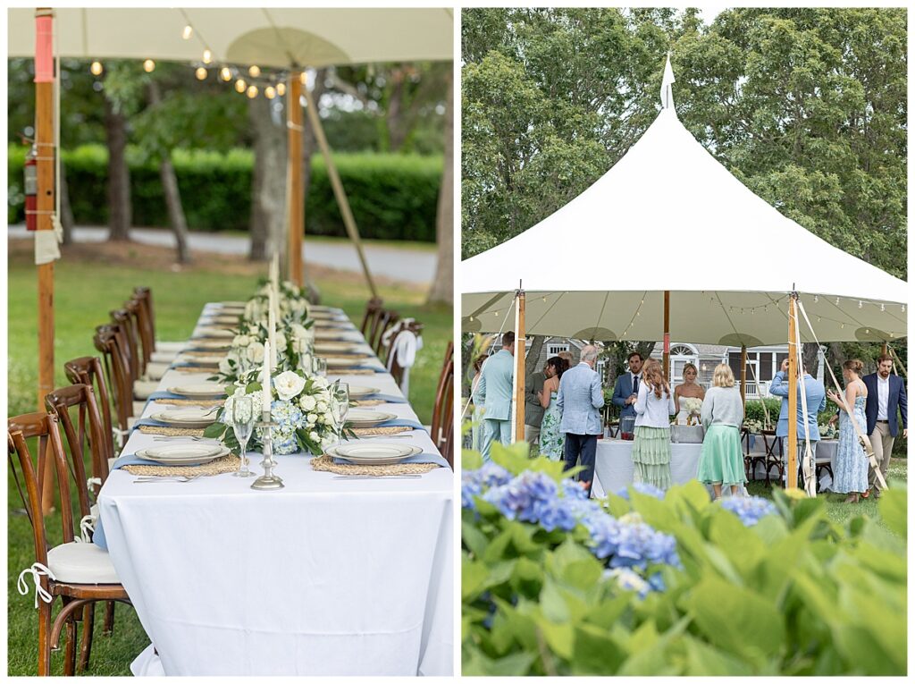Tent and table details at a Chatham, Cape Cod wedding.