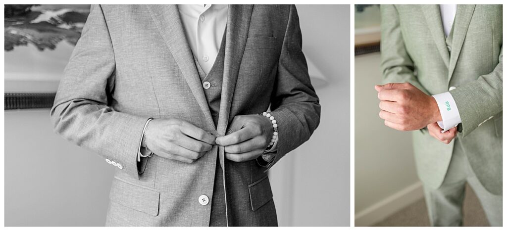 Groom detail shots in his room at The Wauwinet in Nantucket on his wedding day.