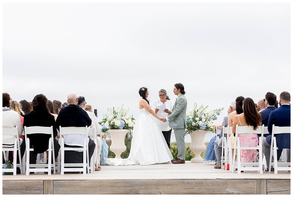 Bride and Groom on the Zen Deck at The Wauwinet in Nantucket.