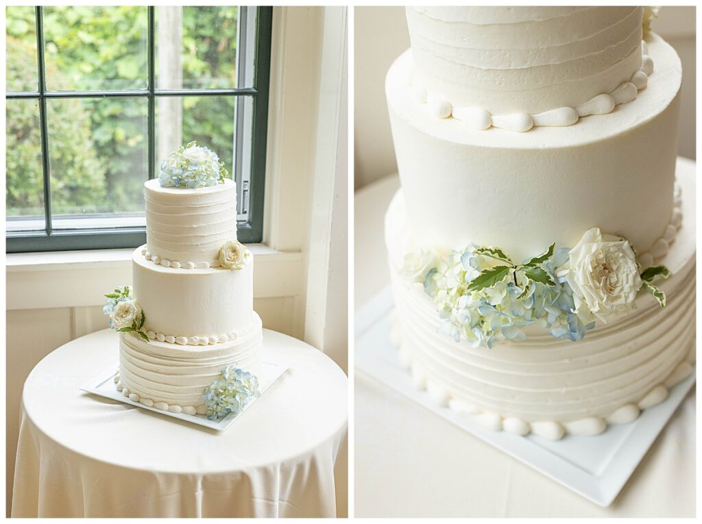 Wedding cake at Toppers restaurant at The Wauwinet in Nantucket.