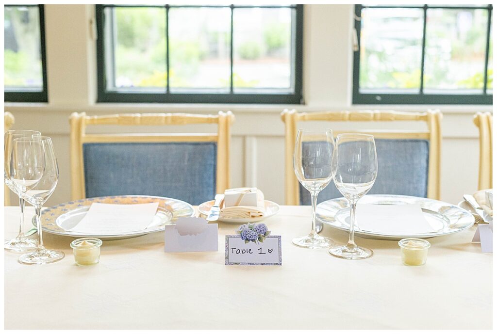 Bride and Groom wedding day head table at Toppers restaurant at The Wauwinet in Nantucket